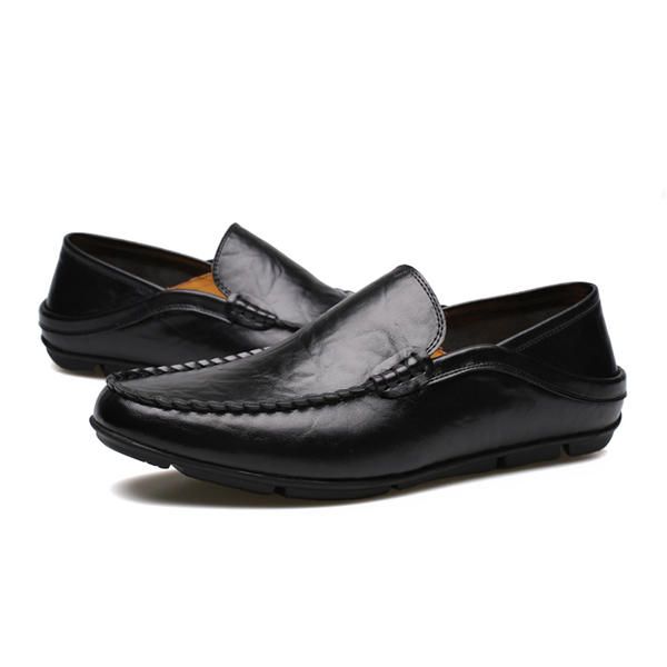 New Men Casual Outdoor Soft Comfort Leather Slip On Flats Mocasines Zapatos