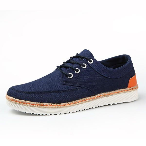 Zapatillas De Deporte Para Hombre Lona Causal Deporte Al Aire Libre Zapatos Cómodos Planos Oxfords