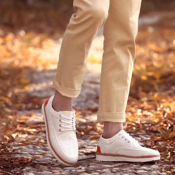 Zapatillas De Deporte Para Hombre Lona Causal Deporte Al Aire Libre Zapatos Cómodos Planos Oxfords