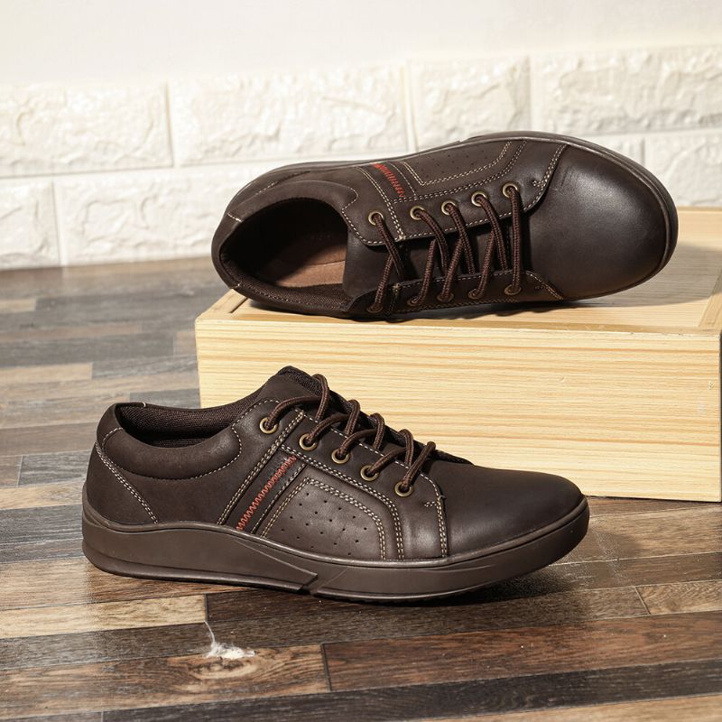 Zapatos Casuales Antideslizantes Cómodos De Cuero De Microfibra Para Hombre