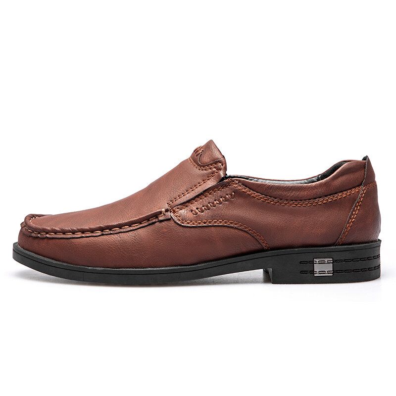 Zapatos Casuales Antideslizantes De Cuero De Vaca Retro Para Hombres