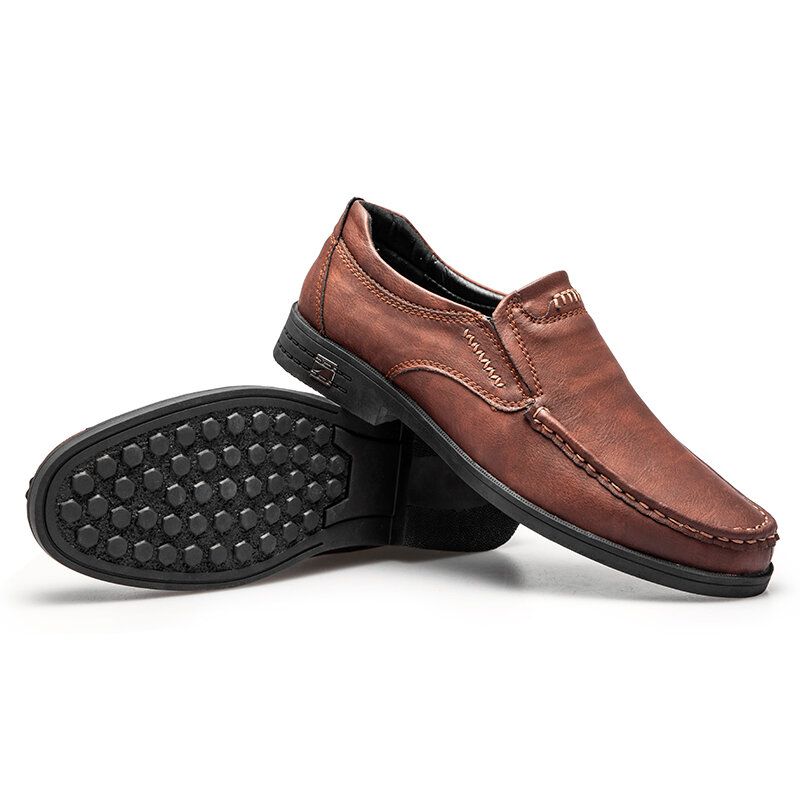 Zapatos Casuales Antideslizantes De Cuero De Vaca Retro Para Hombres