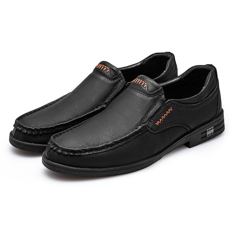 Zapatos Casuales Antideslizantes De Cuero De Vaca Retro Para Hombres