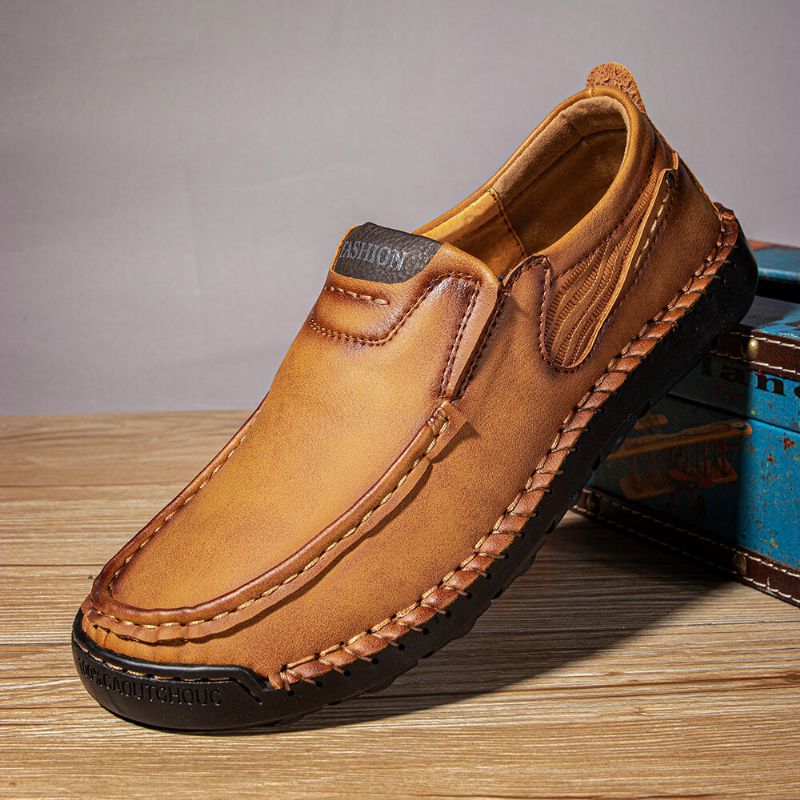 Zapatos Casuales Antideslizantes Suaves Y Cómodos Con Costuras Hechas A Mano Para Hombres