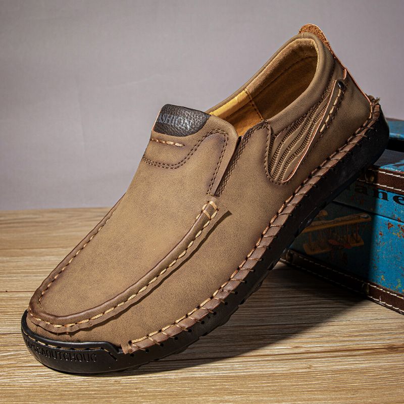 Zapatos Casuales Antideslizantes Suaves Y Cómodos Con Costuras Hechas A Mano Para Hombres