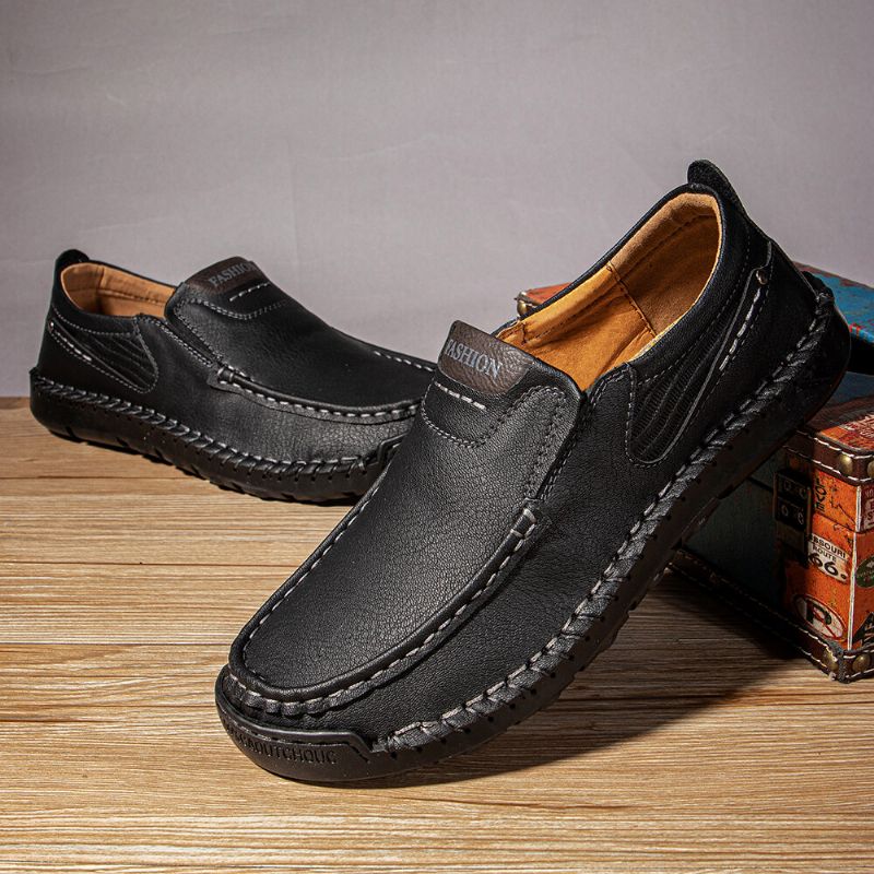 Zapatos Casuales Antideslizantes Suaves Y Cómodos Con Costuras Hechas A Mano Para Hombres