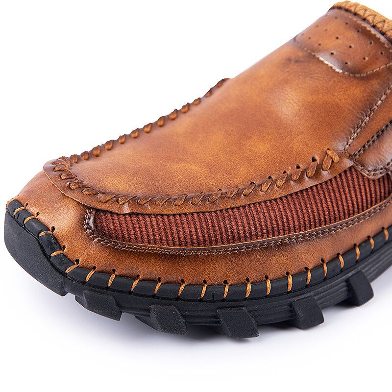 Zapatos Casuales Antideslizantes De Suela Suave Con Costura A Mano De Microfibra Para Hombre