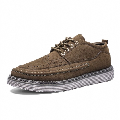 Zapatos Casuales Cómodos De Cuero De Microfibra Brogue Para Hombre