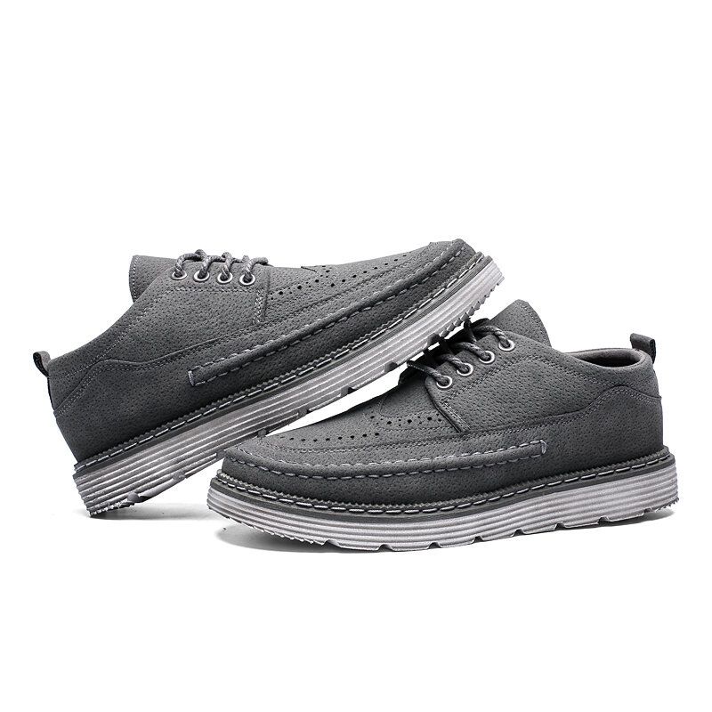 Zapatos Casuales Cómodos De Cuero De Microfibra Brogue Para Hombre