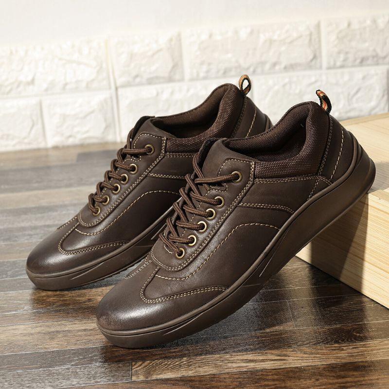 Zapatos Casuales Cómodos De Cuero De Microfibra Para Hombre