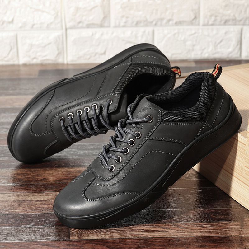 Zapatos Casuales Cómodos De Cuero De Microfibra Para Hombre