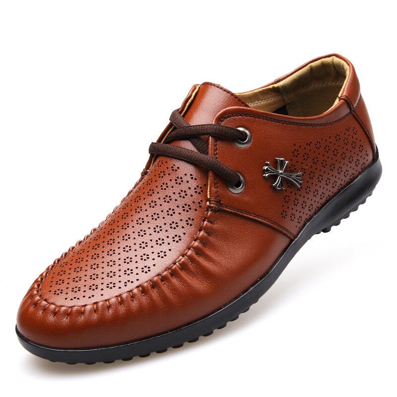 Zapatos Casuales Con Costuras Ahuecados Y Transpirables Para Hombre