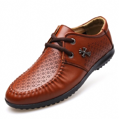 Zapatos Casuales Con Costuras Ahuecados Y Transpirables Para Hombre