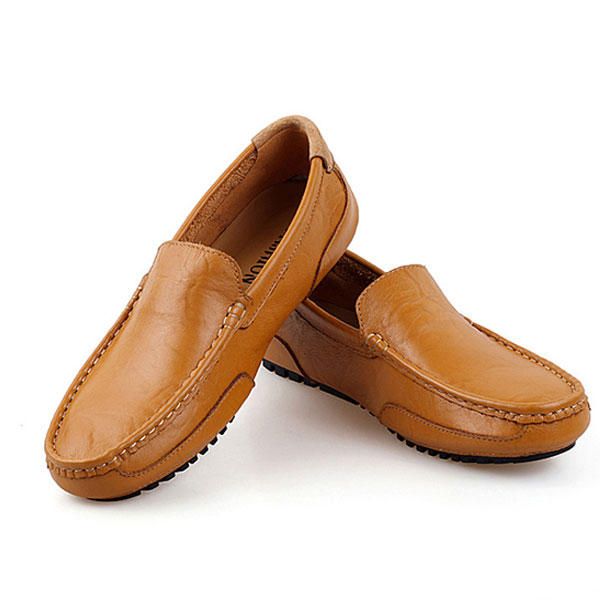 Zapatos Casuales De Conducción De Cuero Para Hombres En Mocasines Cómodos Suaves Planos Al Aire Libre