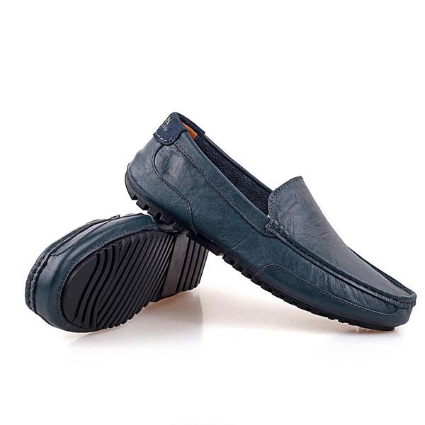 Zapatos Casuales De Conducción De Cuero Para Hombres En Mocasines Cómodos Suaves Planos Al Aire Libre