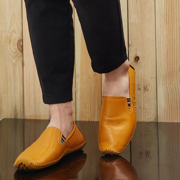 Zapatos Casuales De Cuero Para Conducción Al Aire Libre Para Hombre Mocasines Planos