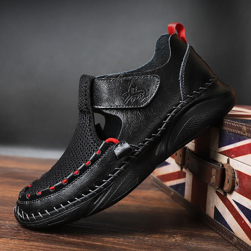 Zapatos Casuales De Malla De Cuero Genuino Ligero Para Hombres