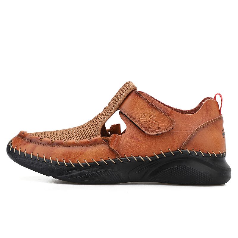 Zapatos Casuales De Malla De Cuero Genuino Ligero Para Hombres