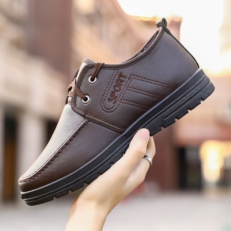 Zapatos Casuales De Negocios Antideslizantes Con Forro Cálido De Cuero De Microfibra Para Hombre