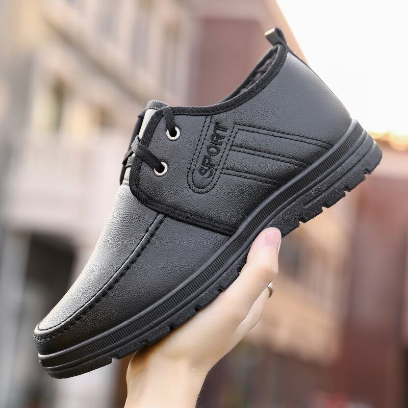 Zapatos Casuales De Negocios Antideslizantes Con Forro Cálido De Cuero De Microfibra Para Hombre