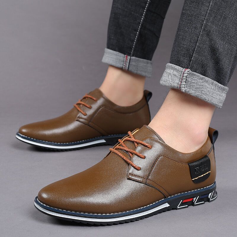 Zapatos Casuales De Negocios Antideslizantes De Cuero De Microfibra Para Hombres