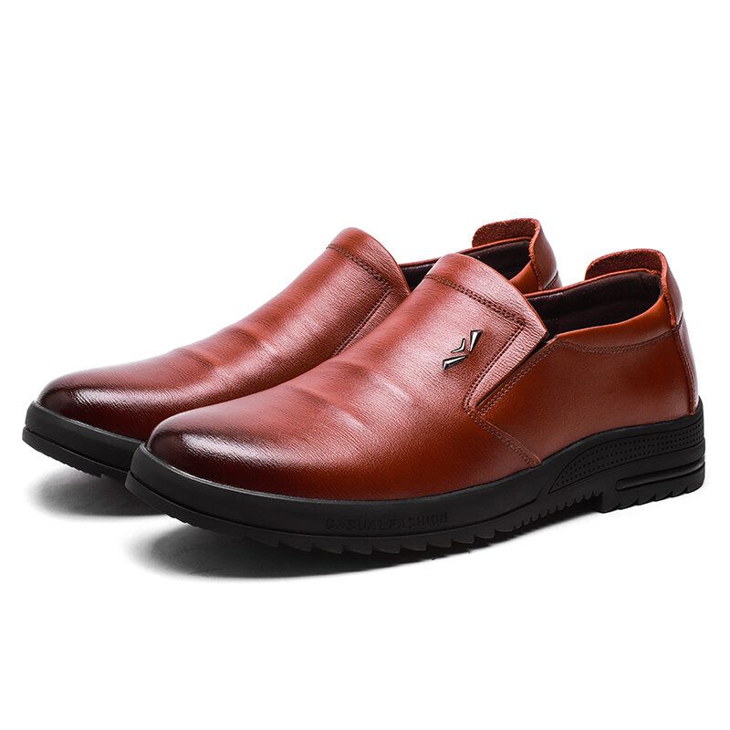 Zapatos Casuales De Negocios Cómodos Y Antideslizantes De Cuero Genuino Para Hombres