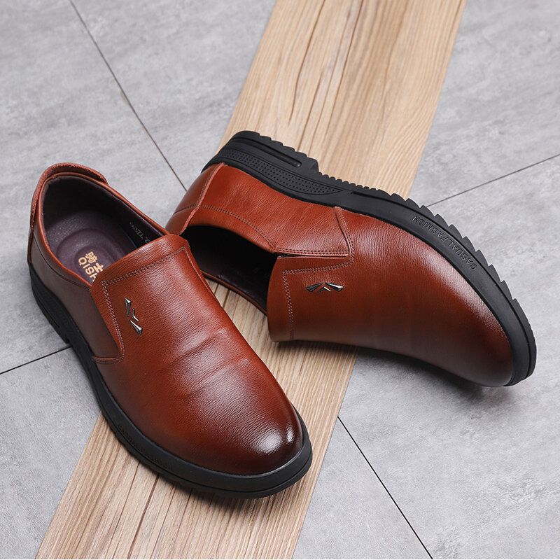 Zapatos Casuales De Negocios Cómodos Y Antideslizantes De Cuero Genuino Para Hombres