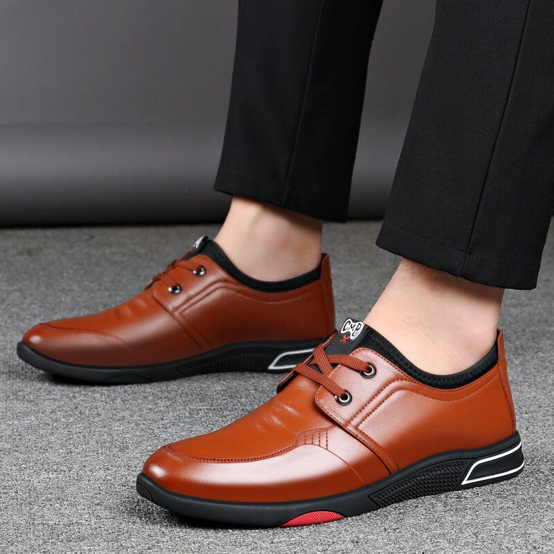 Zapatos Casuales De Negocios Con Cordones Impermeables Cómodos De Cuero De Vaca Suave Para Hombres