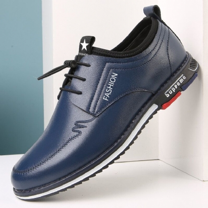 Zapatos Casuales De Negocios De Encaje Elástico Antideslizante De Cuero De Microfibra Para Hombre