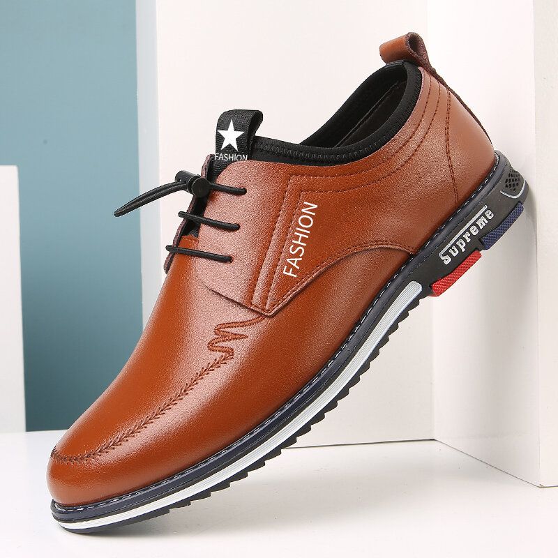 Zapatos Casuales De Negocios De Encaje Elástico Antideslizante De Cuero De Microfibra Para Hombre