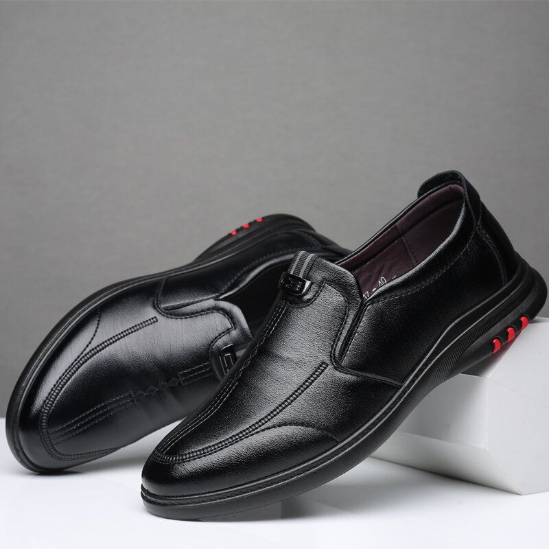 Zapatos Casuales De Negocios Negros Cómodos De Cuero De Microfibra Transpirable Para Hombre