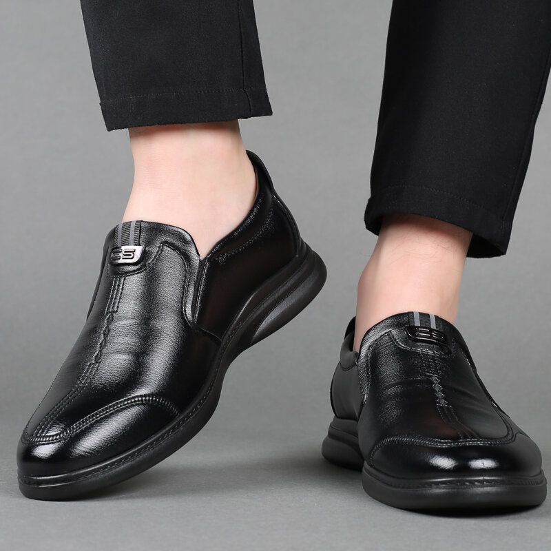 Zapatos Casuales De Negocios Negros Cómodos De Cuero De Microfibra Transpirable Para Hombre