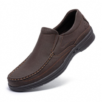 Zapatos Casuales De Negocios Suaves Antideslizantes De Cuero De Microfibra Con Costura Hecha A Mano Para Hombres