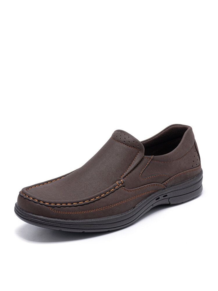 Zapatos Casuales De Negocios Suaves Antideslizantes De Cuero De Microfibra Con Costura Hecha A Mano Para Hombres