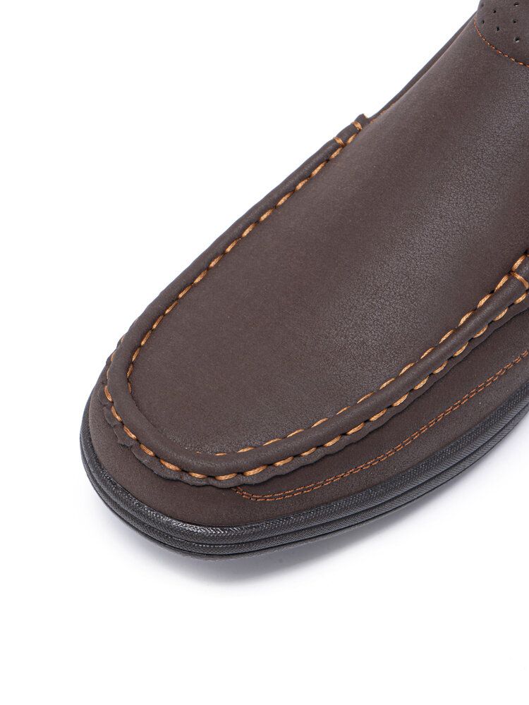 Zapatos Casuales De Negocios Suaves Antideslizantes De Cuero De Microfibra Con Costura Hecha A Mano Para Hombres