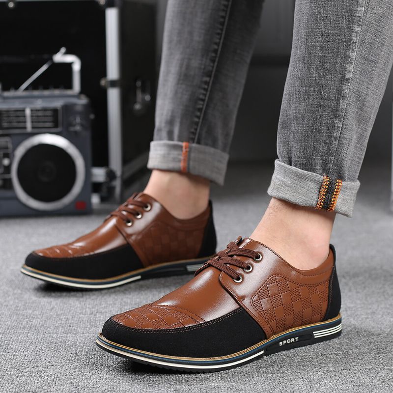 Zapatos Casuales De Negocios Suaves Antideslizantes De Empalme De Cuero De Microfibra Para Hombres