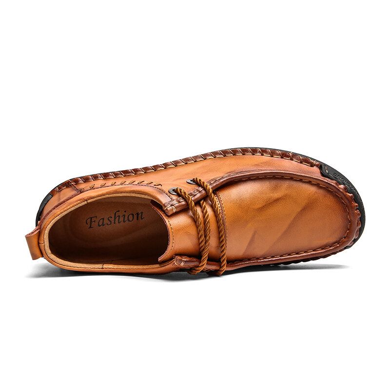 Zapatos Casuales De Negocios De Suela Suave Antideslizante Con Costura A Mano De Cuero De Vaca Para Hombres