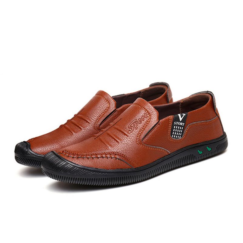 Zapatos Casuales De Negocios De Suela Suave Antideslizante Con Punta Anticolisión De Cuero Pu Para Hombres