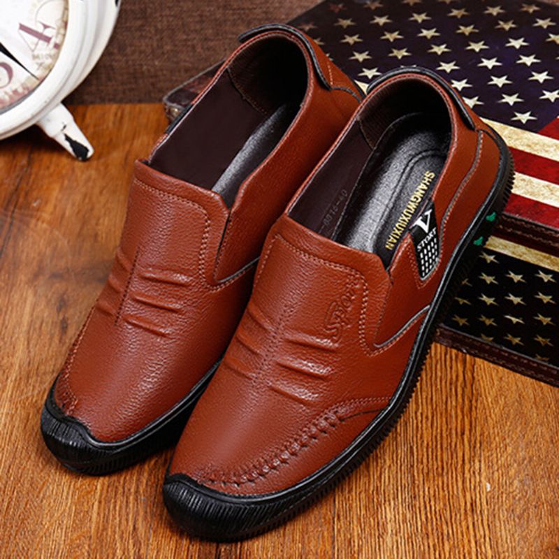 Zapatos Casuales De Negocios De Suela Suave Antideslizante Con Punta Anticolisión De Cuero Pu Para Hombres