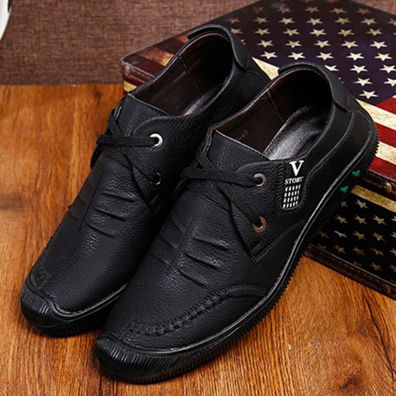 Zapatos Casuales De Negocios De Suela Suave Antideslizante Con Punta Anticolisión De Cuero Pu Para Hombres