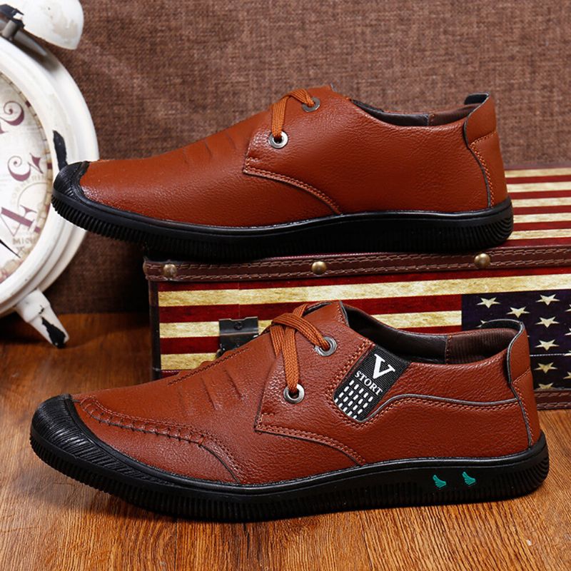 Zapatos Casuales De Negocios De Suela Suave Antideslizante Con Punta Anticolisión De Cuero Pu Para Hombres