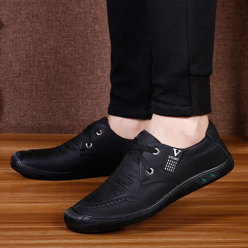 Zapatos Casuales De Negocios De Suela Suave Antideslizante Con Punta Anticolisión De Cuero Pu Para Hombres