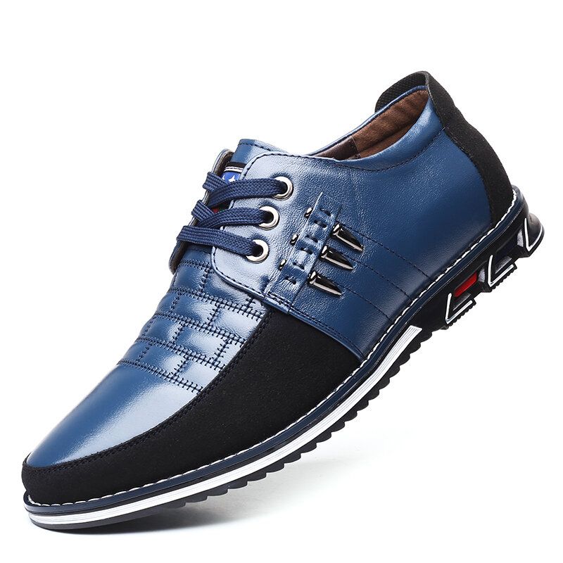 Zapatos Casuales De Negocios De Suela Suave Antideslizante De Metal De Empalme De Cuero Genuino Para Hombres