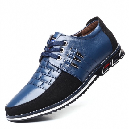 Zapatos Casuales De Negocios De Suela Suave Antideslizante De Metal De Empalme De Cuero Genuino Para Hombres