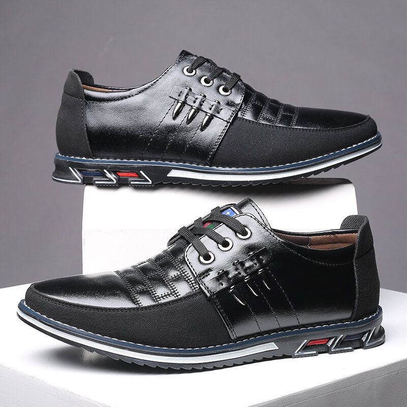 Zapatos Casuales De Negocios De Suela Suave Antideslizante De Metal De Empalme De Cuero Genuino Para Hombres