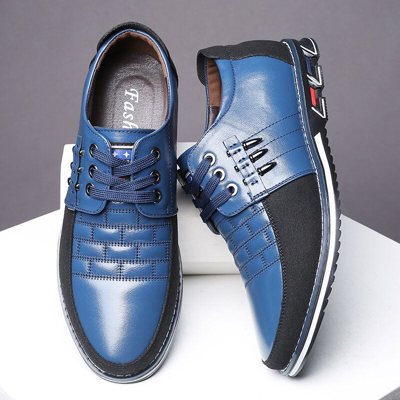 Zapatos Casuales De Negocios De Suela Suave Antideslizante De Metal De Empalme De Cuero Genuino Para Hombres