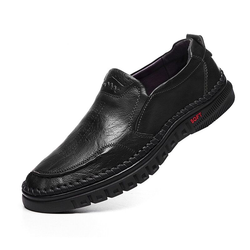 Zapatos Casuales De Negocios Transpirables Antideslizantes De Cuero De Microfibra Con Costura Hecha A Mano Para Hombres