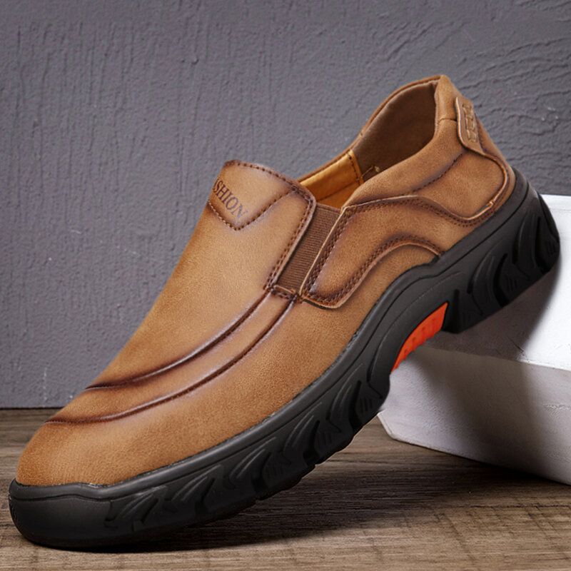 Zapatos Casuales Para Exteriores Cómodos Antideslizantes De Cuero De Microfibra Para Hombres