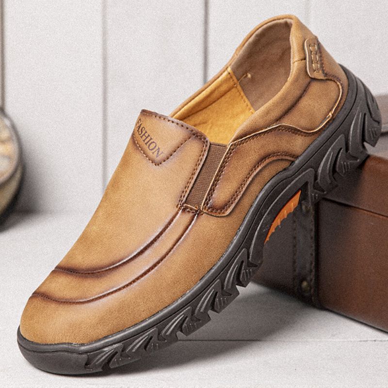 Zapatos Casuales Para Exteriores Cómodos Antideslizantes De Cuero De Microfibra Para Hombres