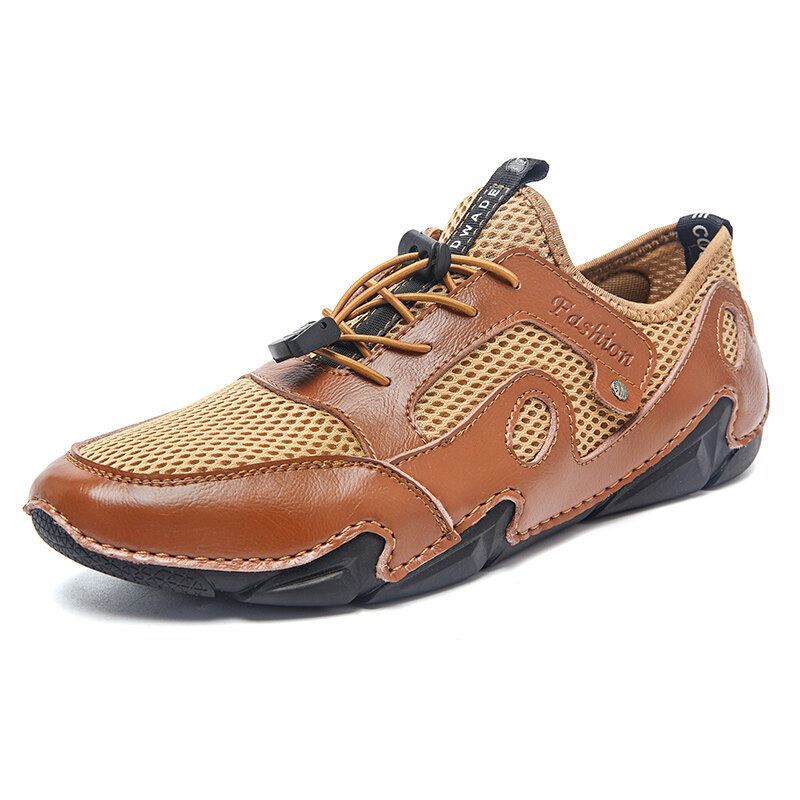 Zapatos Casuales Suaves Antideslizantes Ligeros De Malla Transpirable De Piel De Vaca Para Hombres